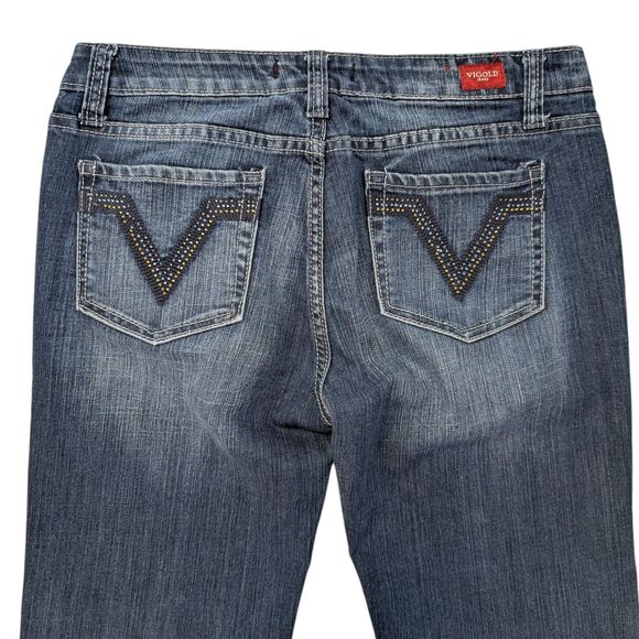 Vigoss Boot Cut Jeans Juniors Size 9 Blue Denim Rhinestone Pockets - Picture 5 of 16
